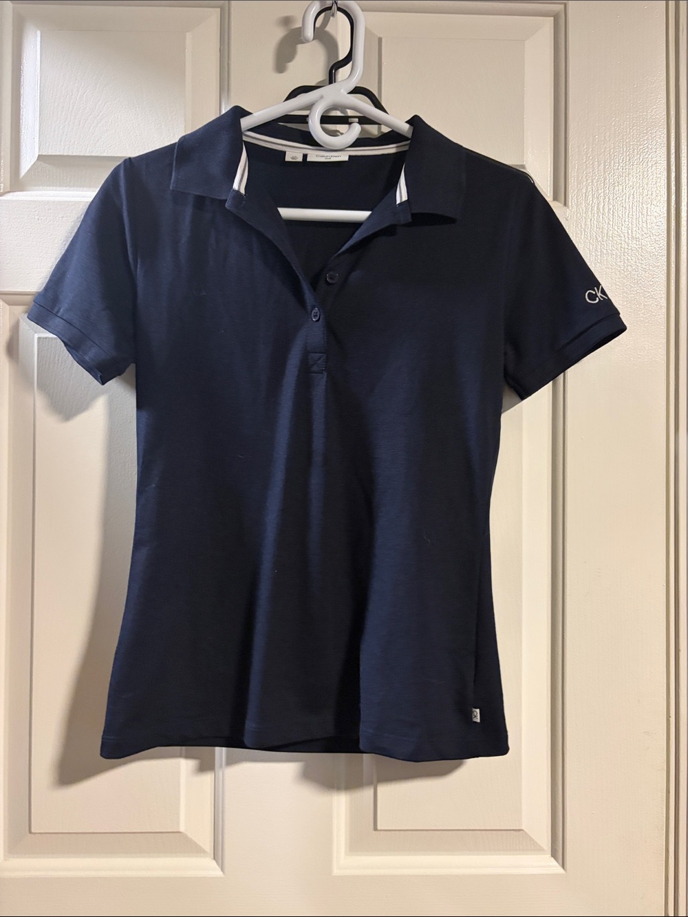 Calvin Klein Navy Polo with White Collar Trim